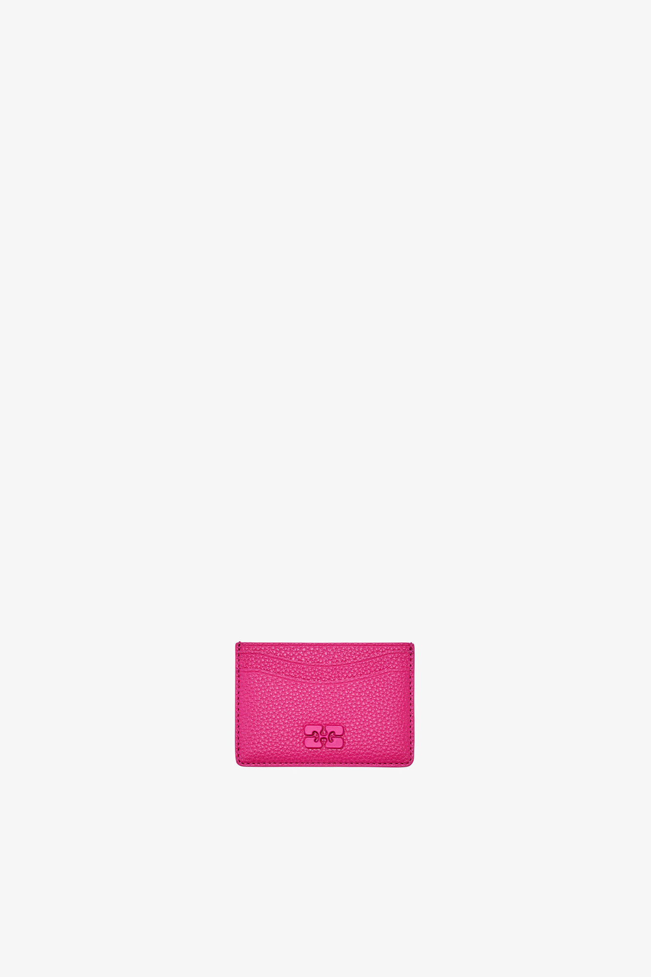 Bou Card Holder in Grained Pink, Recycled Polyester, in colour Cabaret - 1 - GANNI