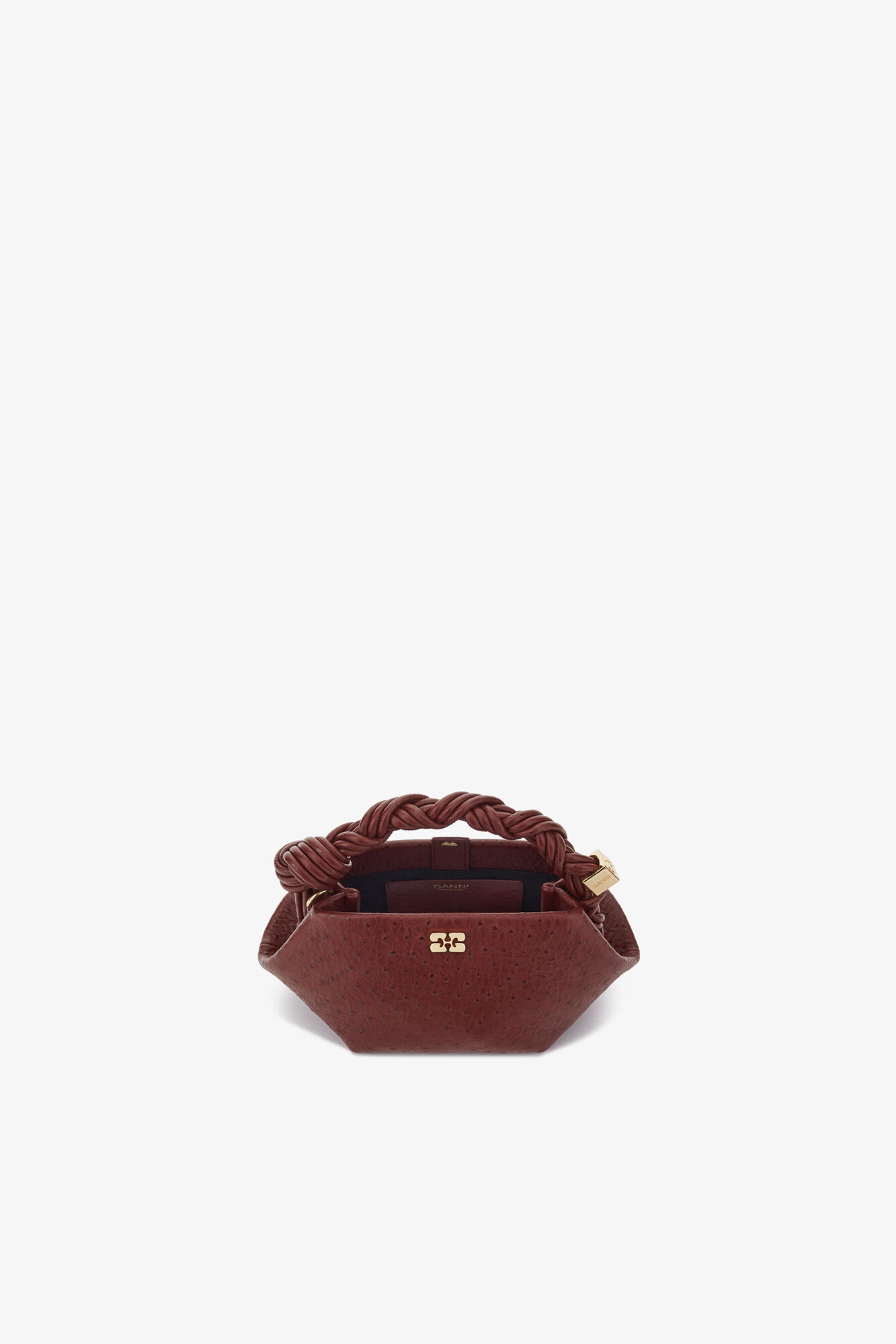 Mini Bou Bag in Red Ostrich, Recycled Polyester, in colour Brick Red - 3 - GANNI