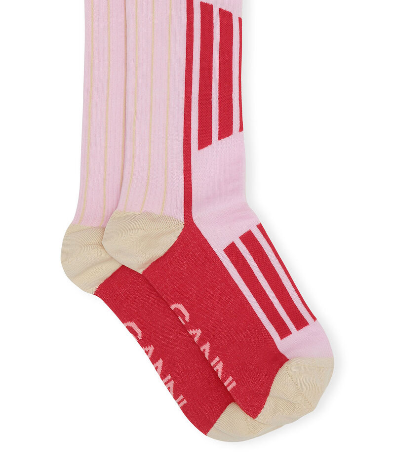 Sporty Socks, Cotton, in colour Light Lilac - 1 - GANNI