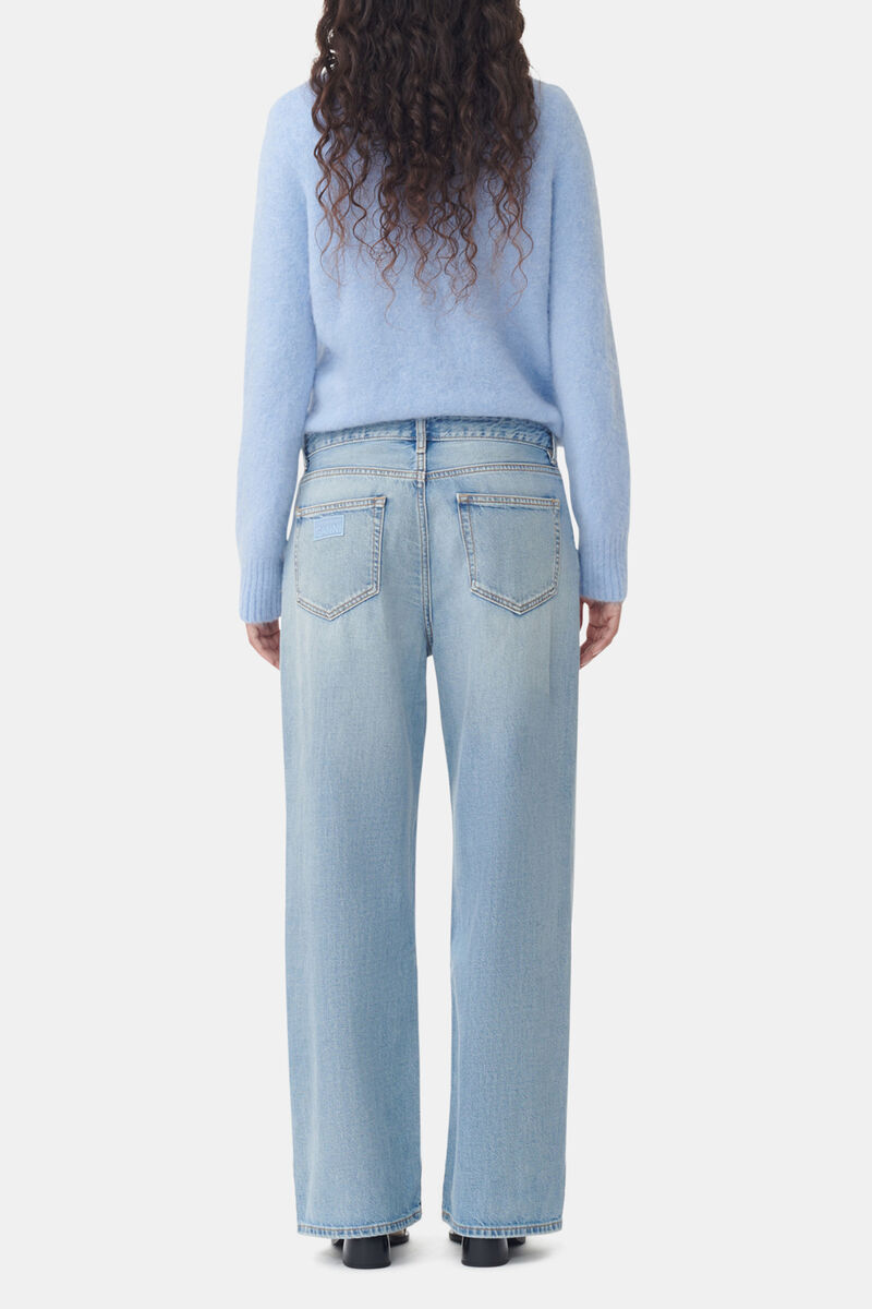 Izey Jeans in Light Blue Denim, Organic Cotton, in colour Light Blue Vintage - 3 - GANNI