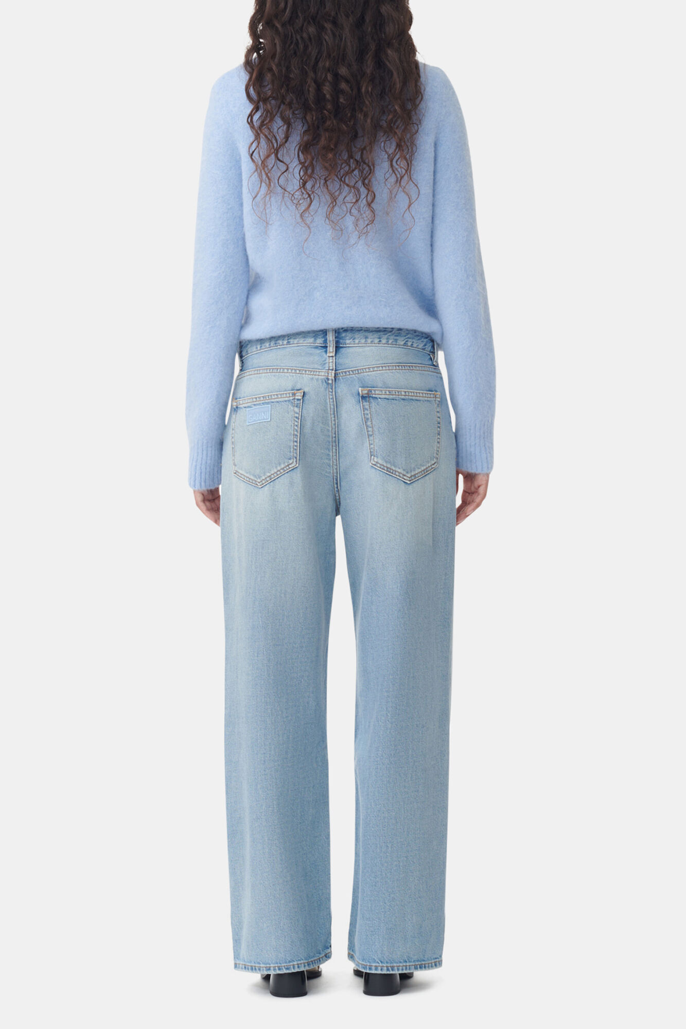 Izey Jeans in Light Blue Denim, Organic Cotton, in colour Light Blue Vintage - 3 - GANNI