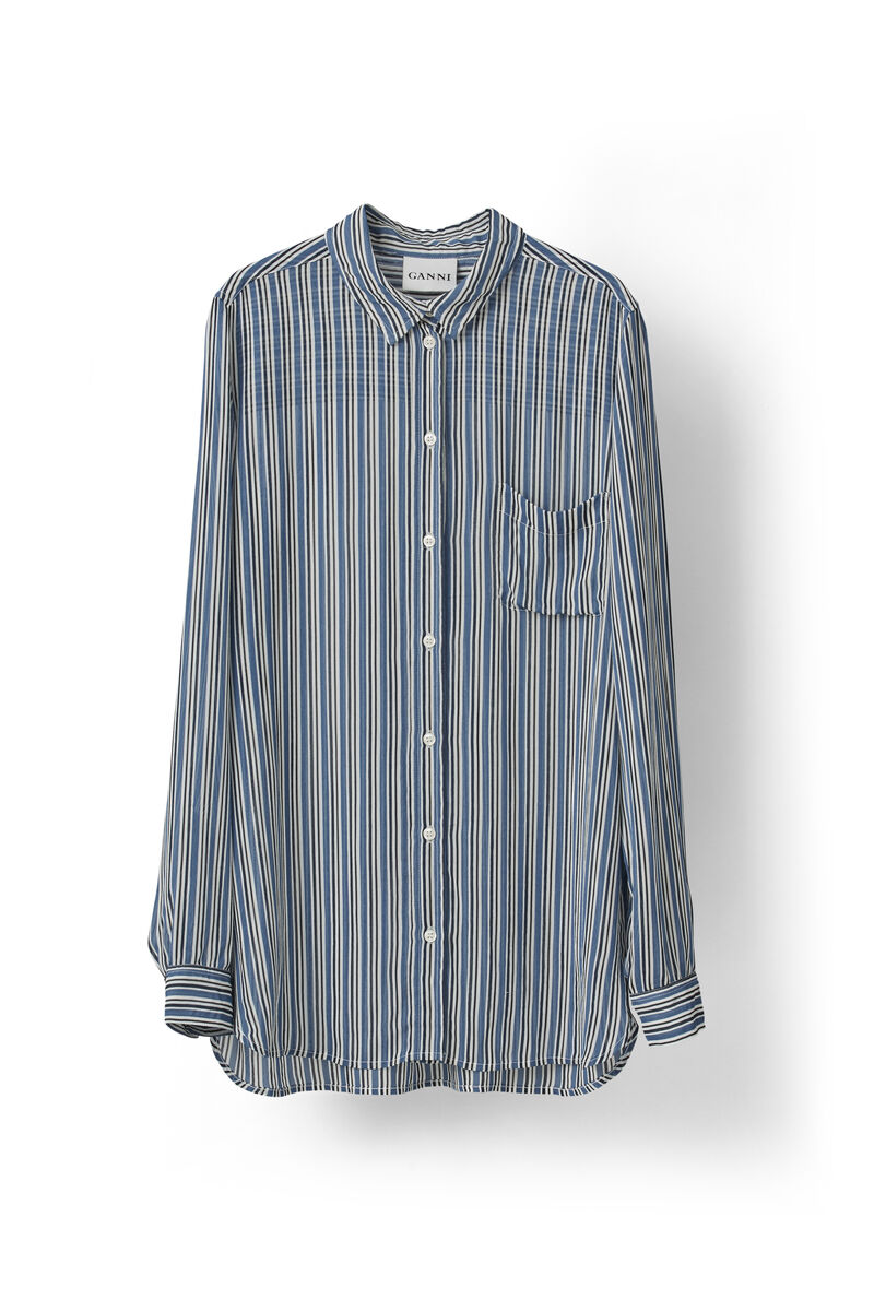 Allen Georgette Shirt, in colour Verona Stripes - 1 - GANNI