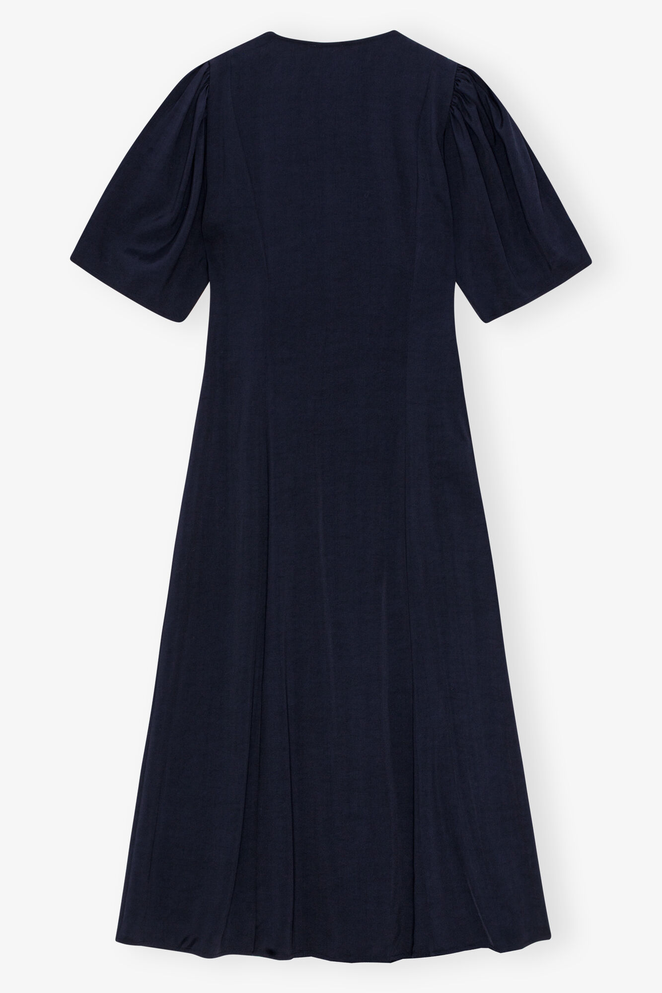 Navy Blue Viscose Twill Wrap Midi Dress, Viscose, in colour Sky Captain - 2 - GANNI