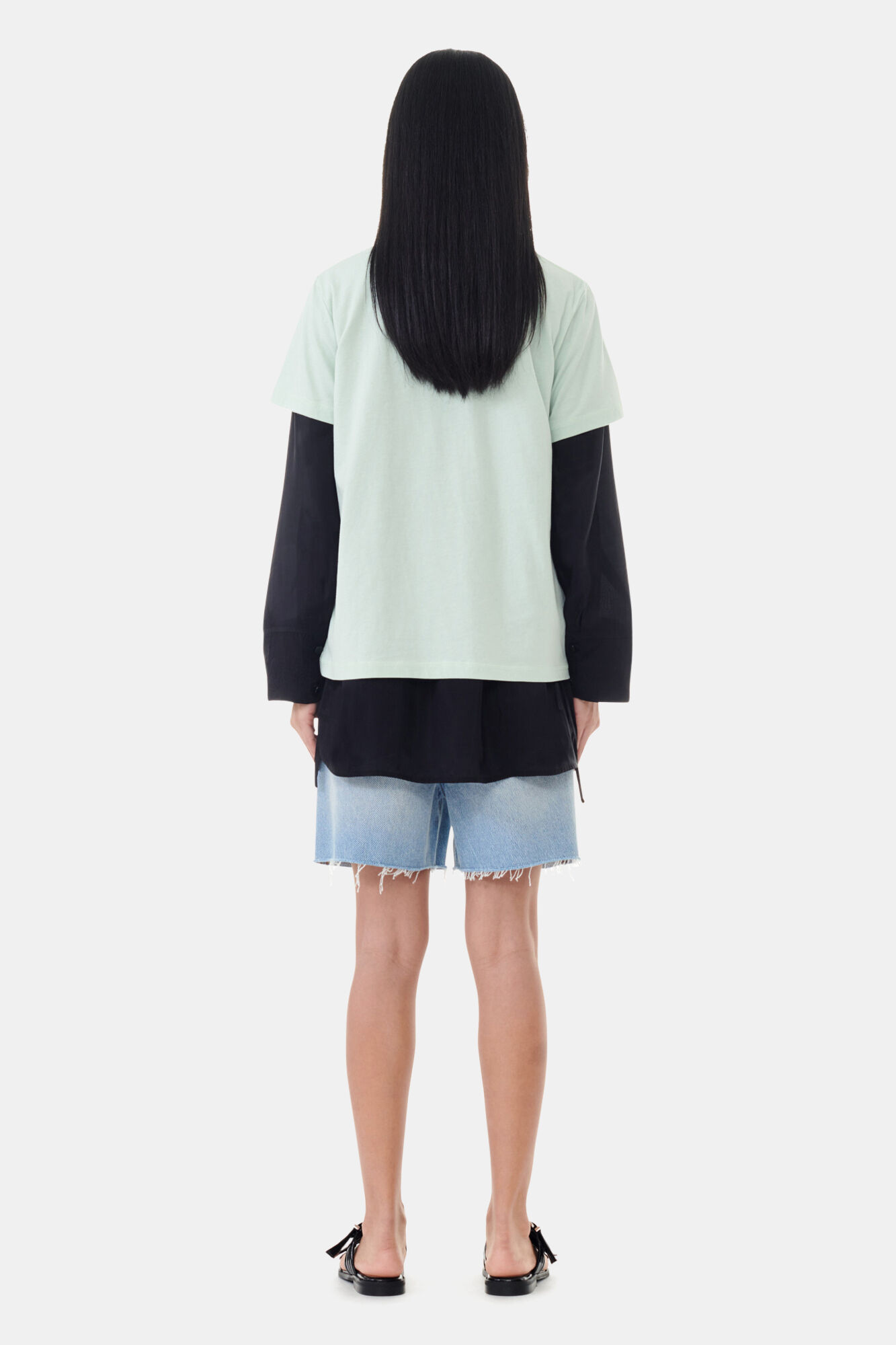 Mint Green GANNI World T-shirt, Cotton, in colour Aqua Foam - 4 - GANNI