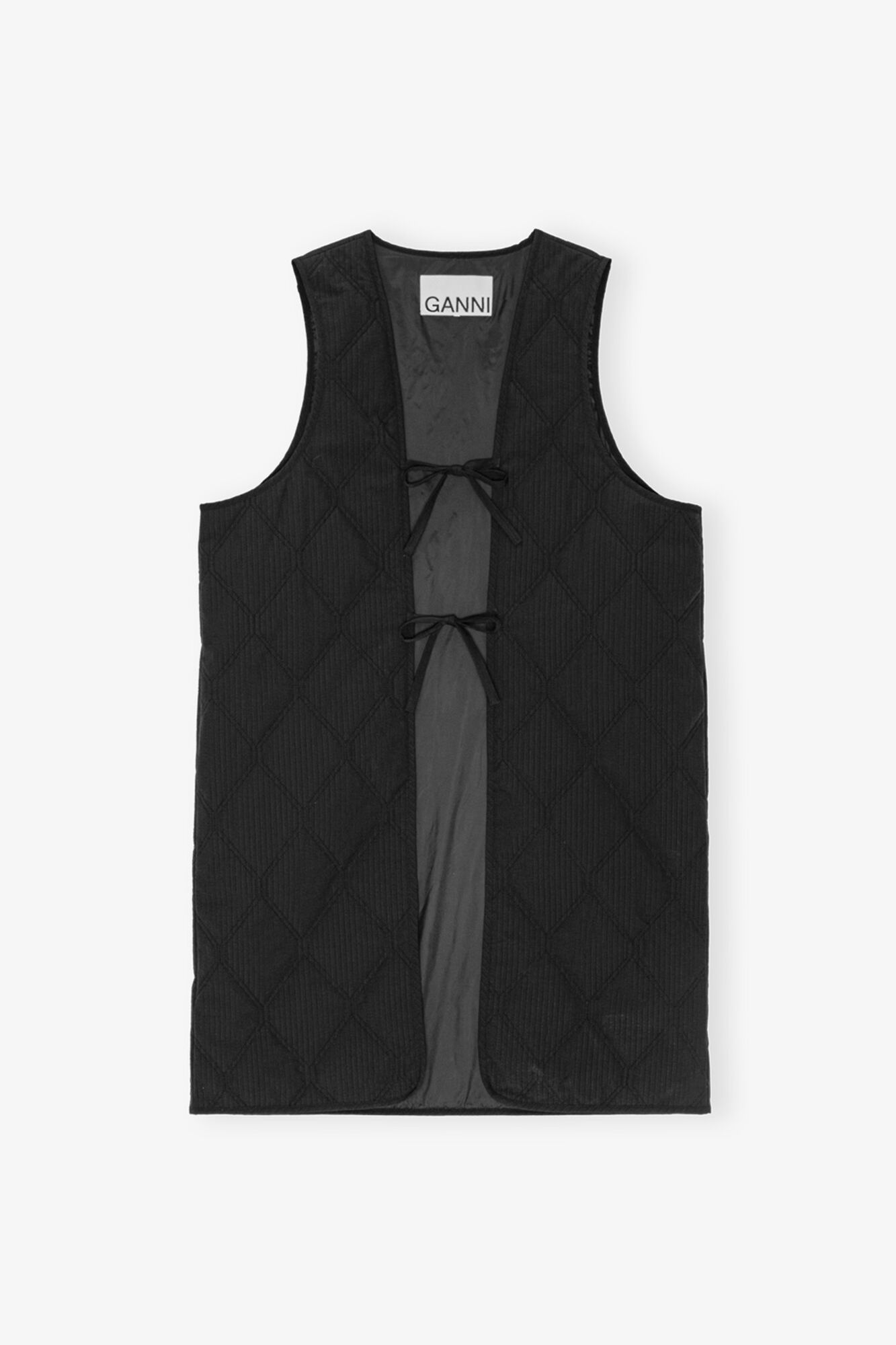 Black Tech Seersucker Oversized Shell Coat, Recycled Polyester, in colour Black - 2 - GANNI