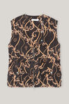 Quilted Denim Drawstring Vest, Cotton, in colour Black - 1 - GANNI