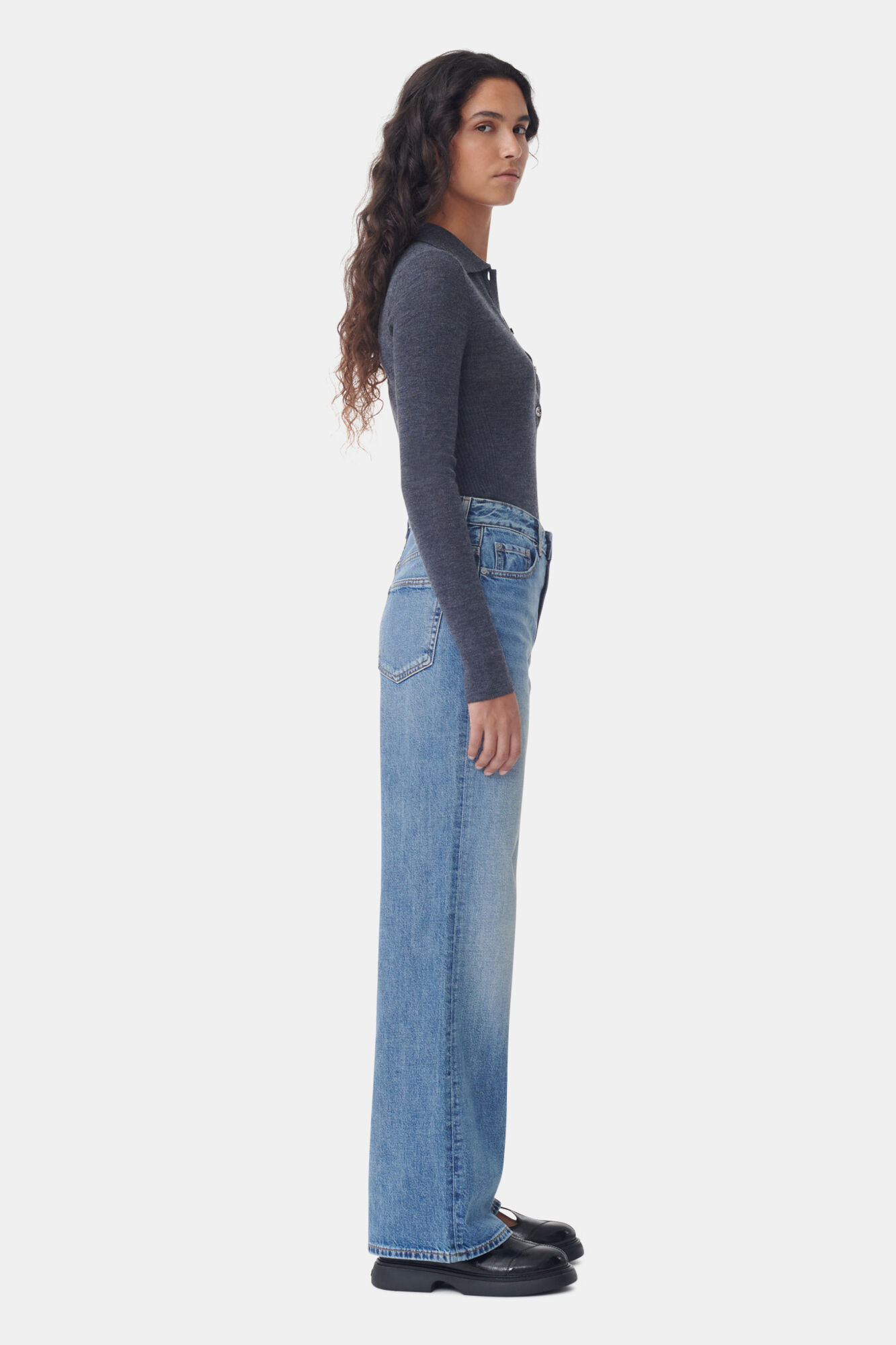 Jean Magny Mid Blue Vintage, Cotton, in colour Mid Blue Vintage - 2 - GANNI