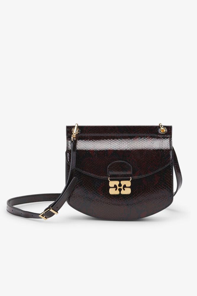 Petit sac Apo-G bordeaux en faux serpent, Dark Burgundy