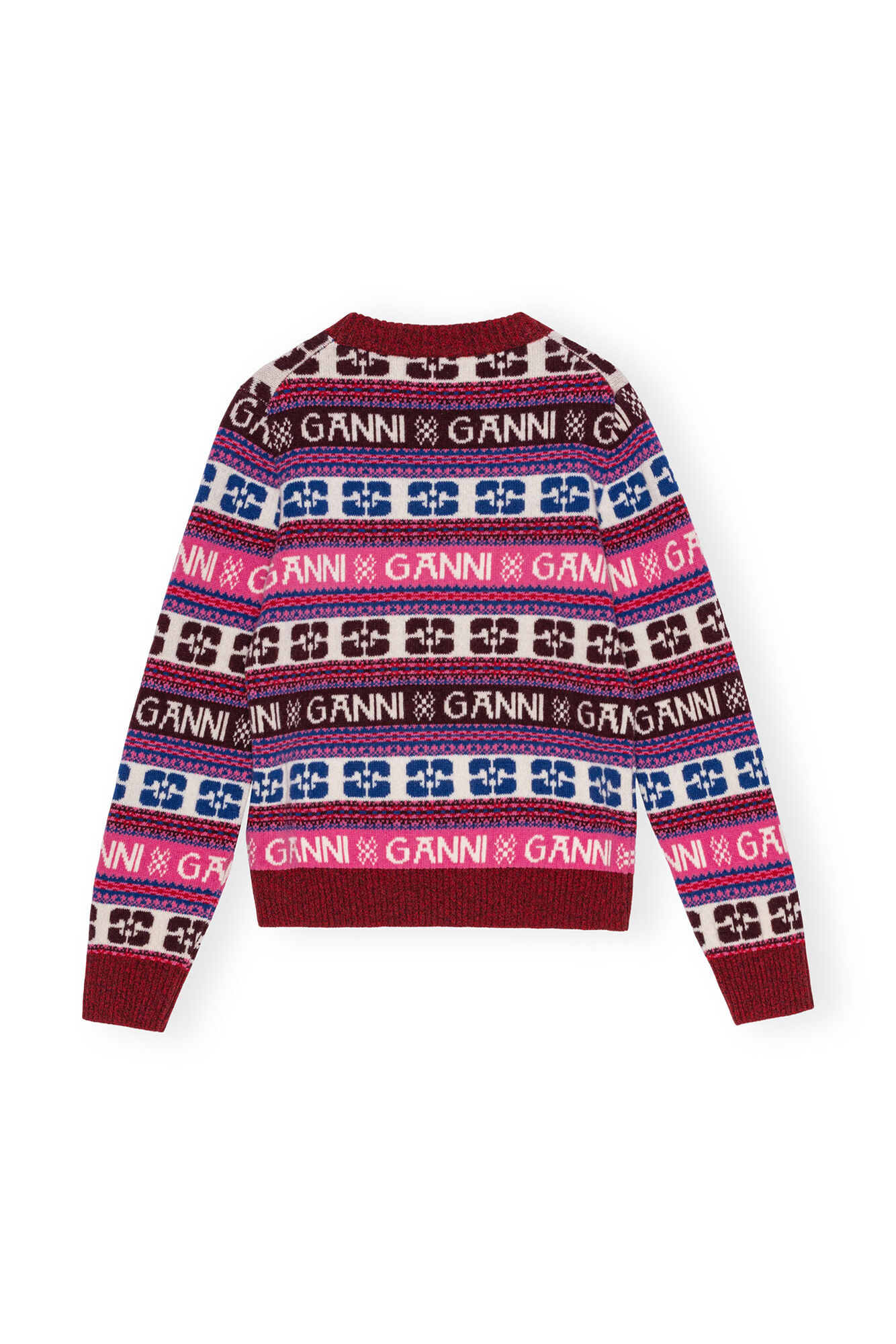 Pink Logo Wool Mix O-neck-genser, Recycled Polyamide, in colour Multicolour - 2 - GANNI
