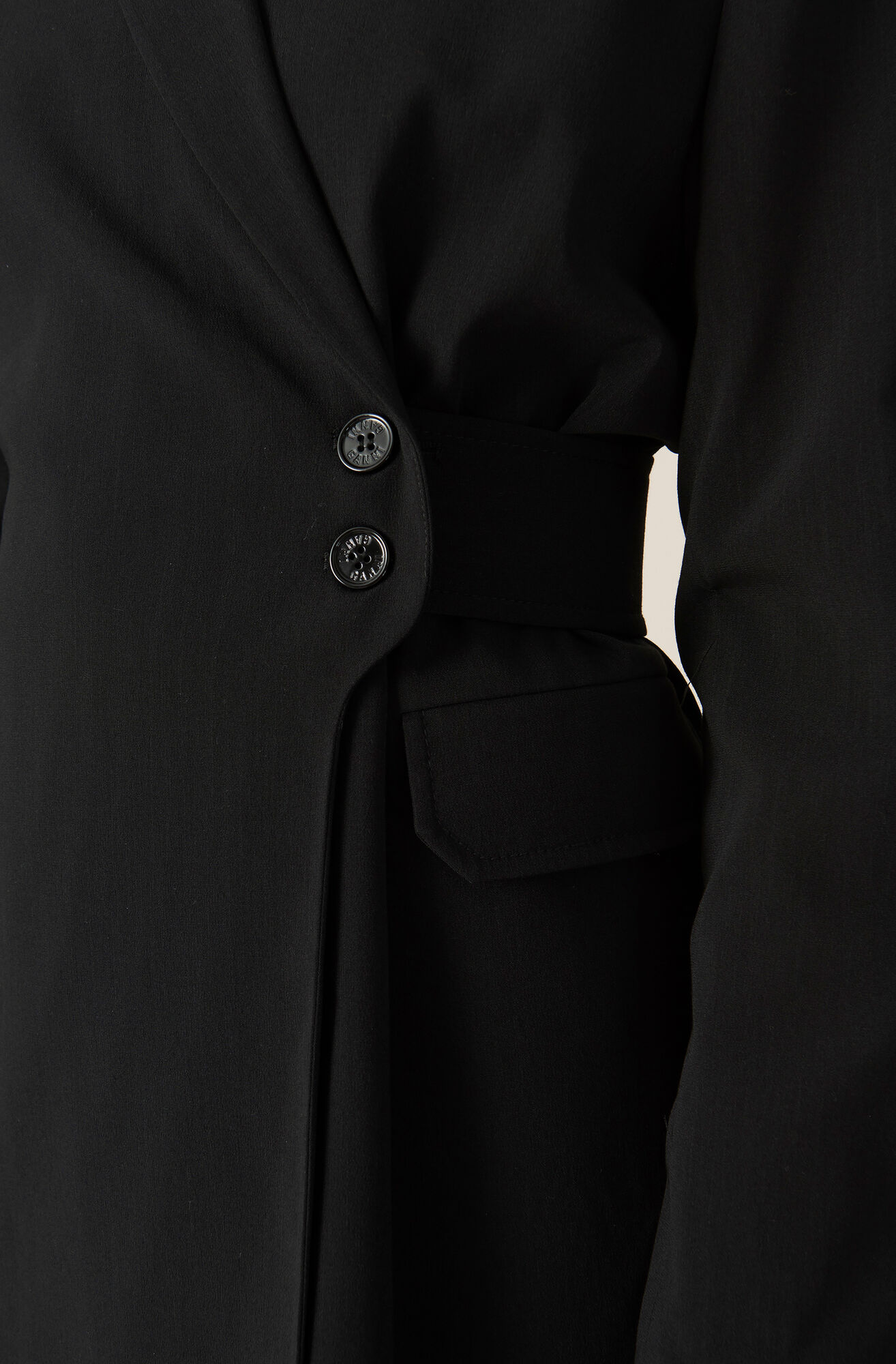 Black Melange Suiting Blazer Ganni Lt