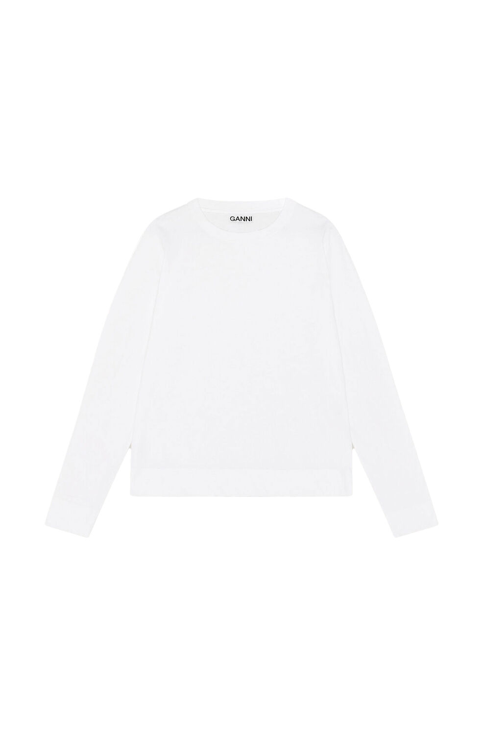 가니 티셔츠 Ganni Thin Software Jersey Long Sleeve T-shirt,White