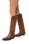 Embroidered Western Boots, Leather, in colour Tiger's Eye - 4 - GANNI