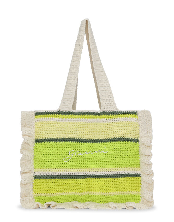 Ganni Cotton Crochet Frill Tote Bag