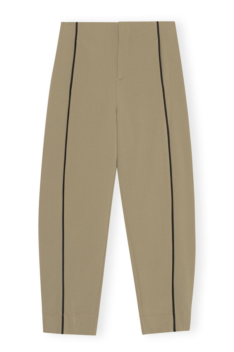 Twill Pants, Elastane, in colour Petrified Oak - 1 - GANNI