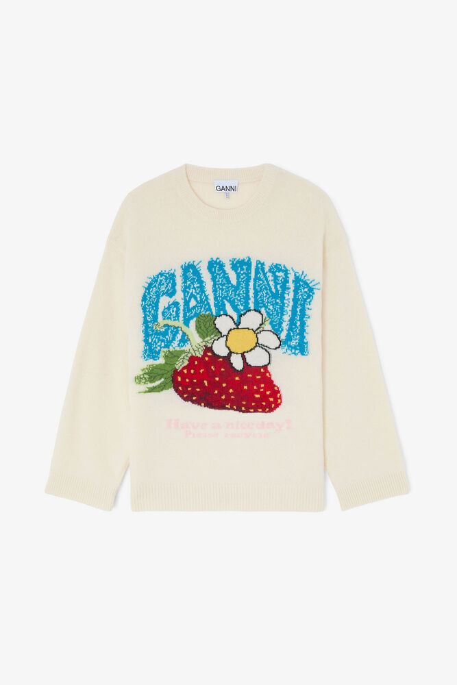 Oversized striktr&oslash;je med jordb&aelig;r, Egret