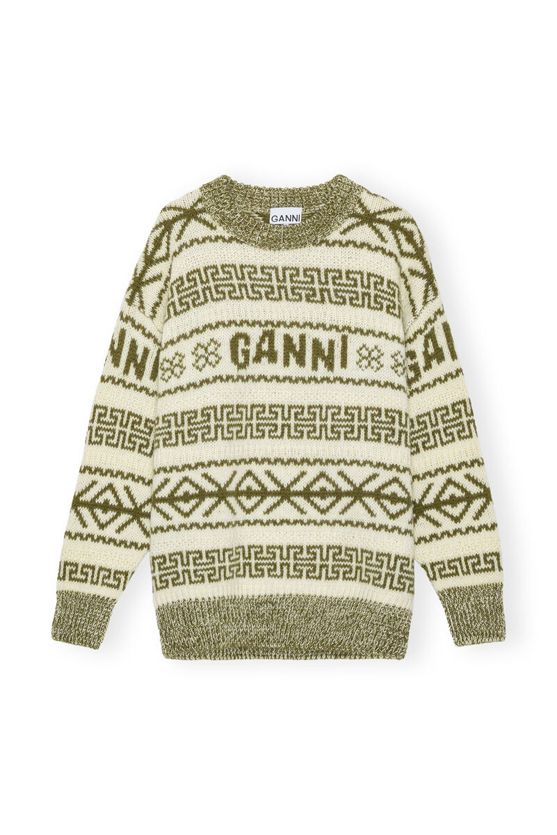 Wool Pullover, Organic Wool, in colour Avocado - 1 - GANNI