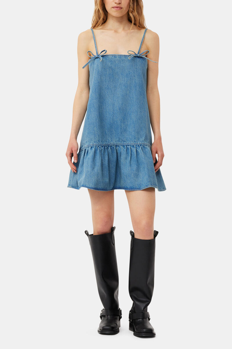 Tint Denim Mini Dress, Organic Cotton, in colour Tint Wash - 5 - GANNI