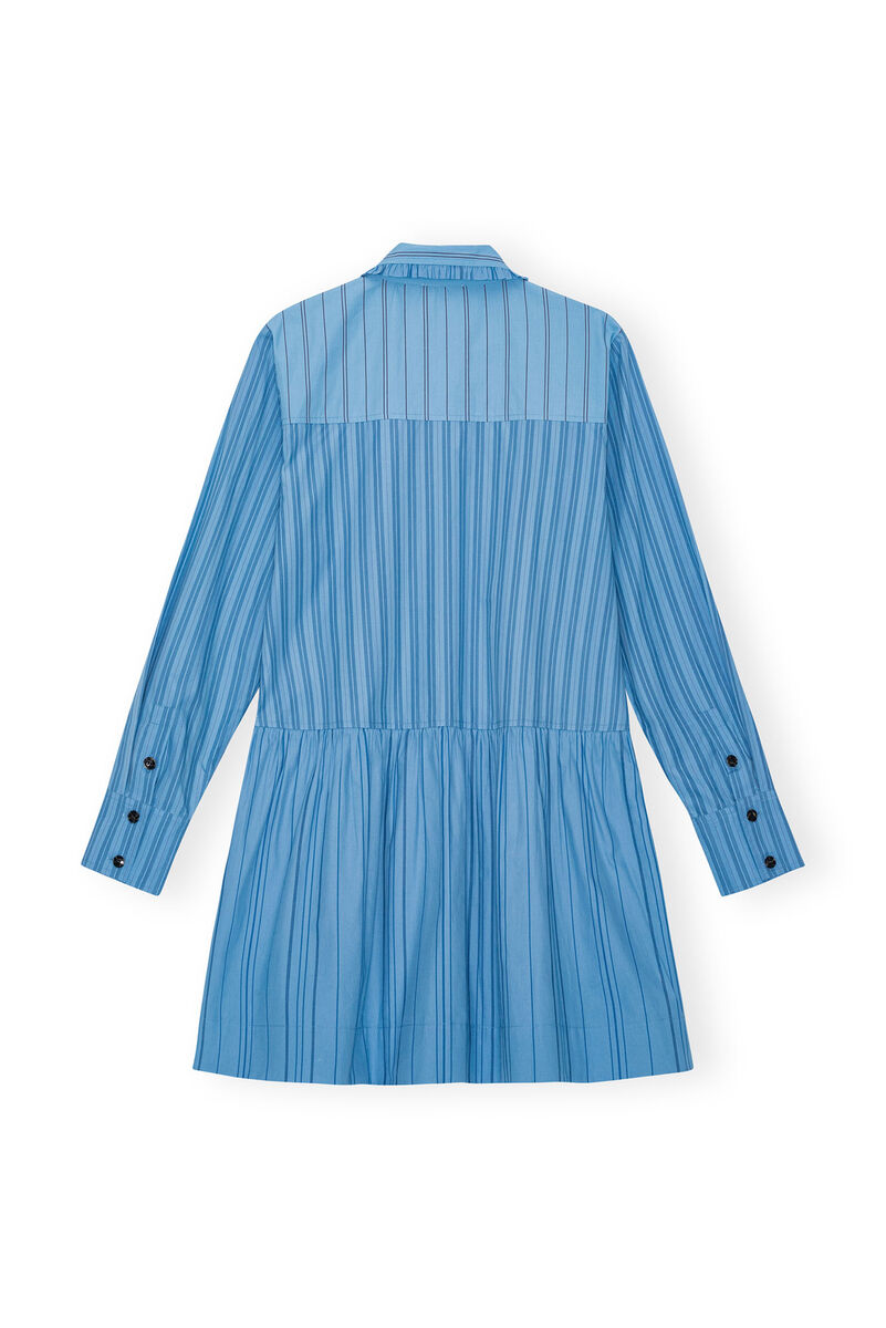 Re-cut Striped Cotton Mini Shirt Dress, Cotton, in colour Silver Lake Blue - 2 - GANNI