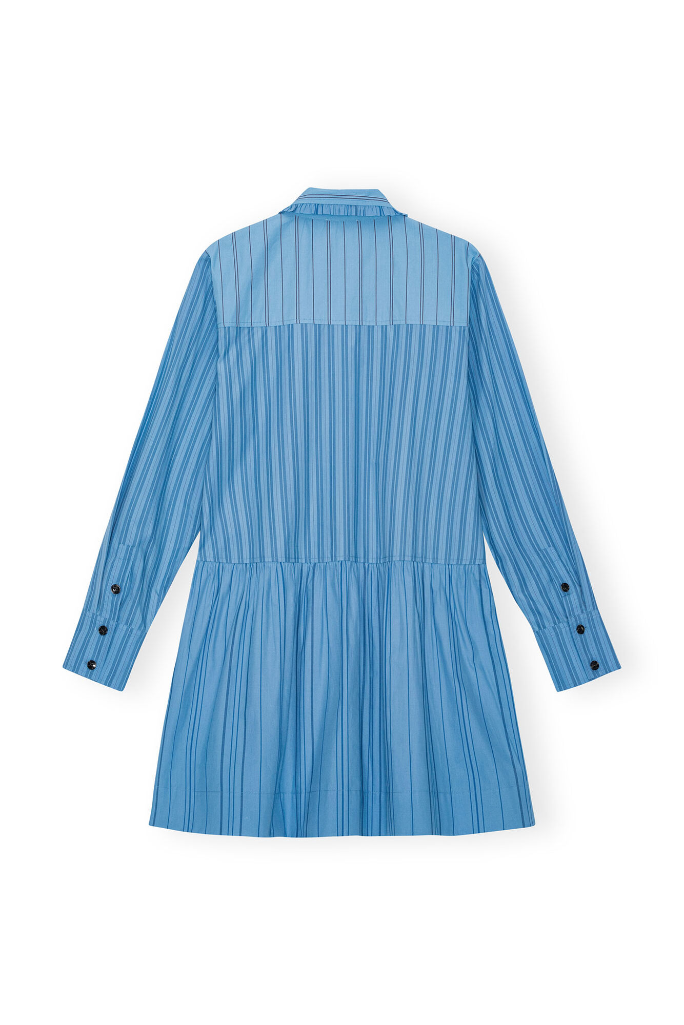 Gestreiftes „Re-cut“-Cotton-Mini-Hemdkleid, Cotton, in colour Silver Lake Blue - 2 - GANNI