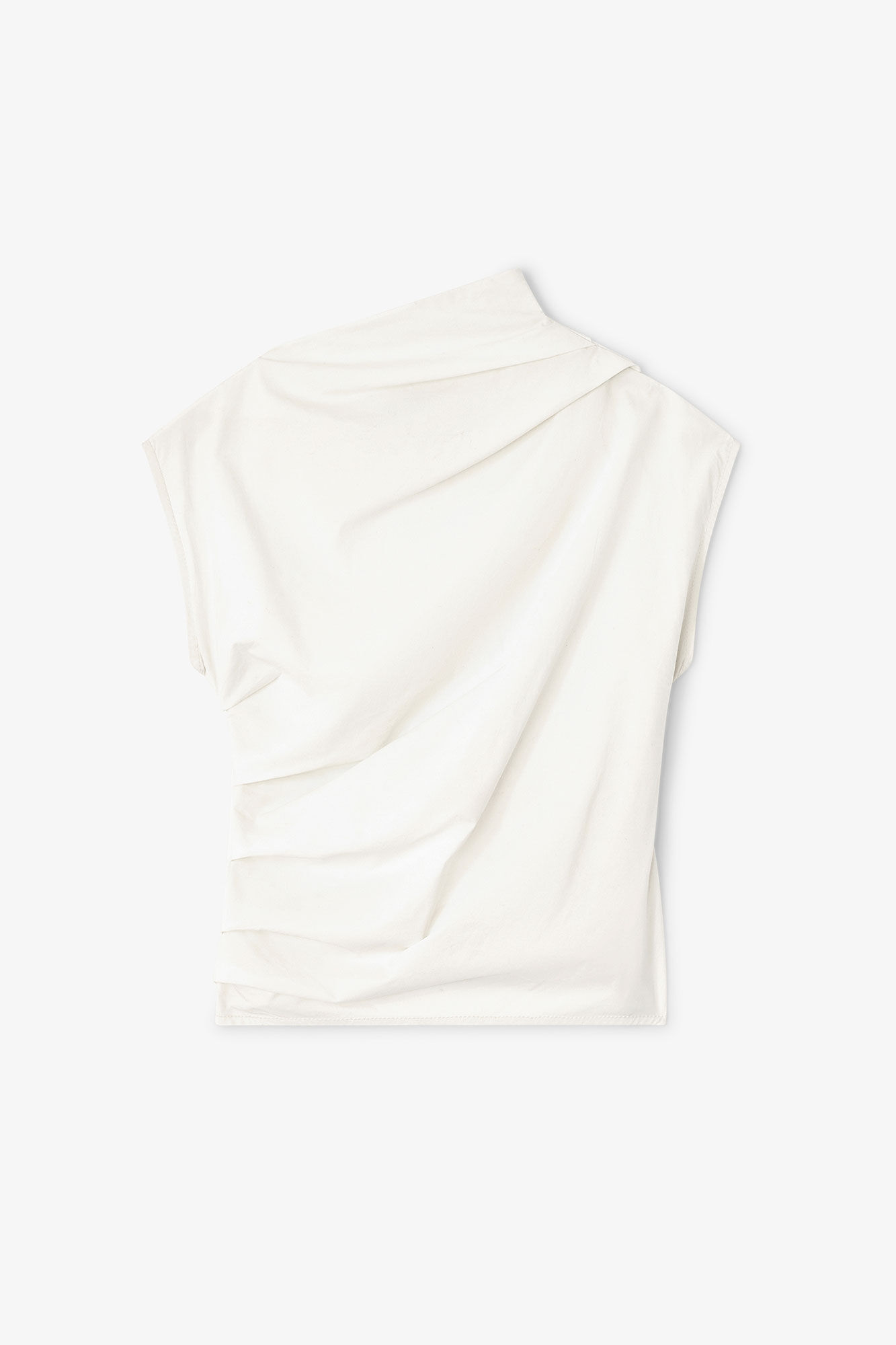 Ivory Ruched Top, Elastane, in colour Egret - 1 - GANNI