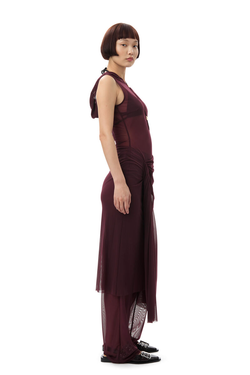 GANNI x Paloma Elsesser Mesh Sleeveless Layer klänning, Recycled Nylon, in colour Port Royale - 7 - GANNI