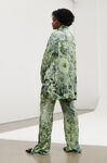 Oversized Crinkled Satin Trousers, Polyester, in colour Margarita - 2 - GANNI