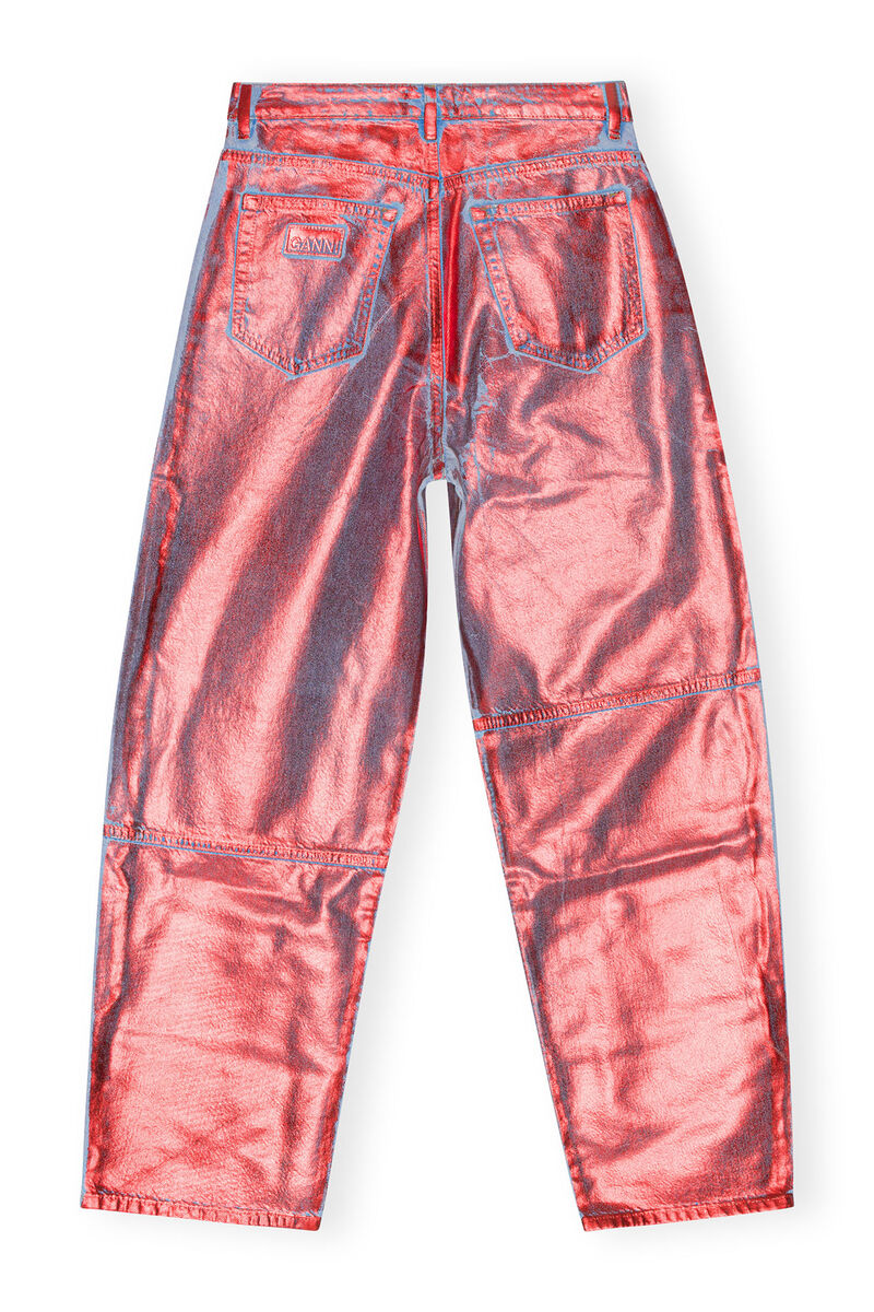 Red Foil Stary Jeans , Cotton, in colour Red Alert - 2 - GANNI