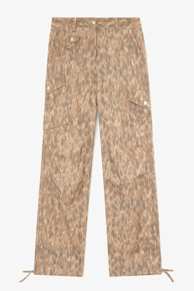 Cargo Pants in Printed Cotton, Burro