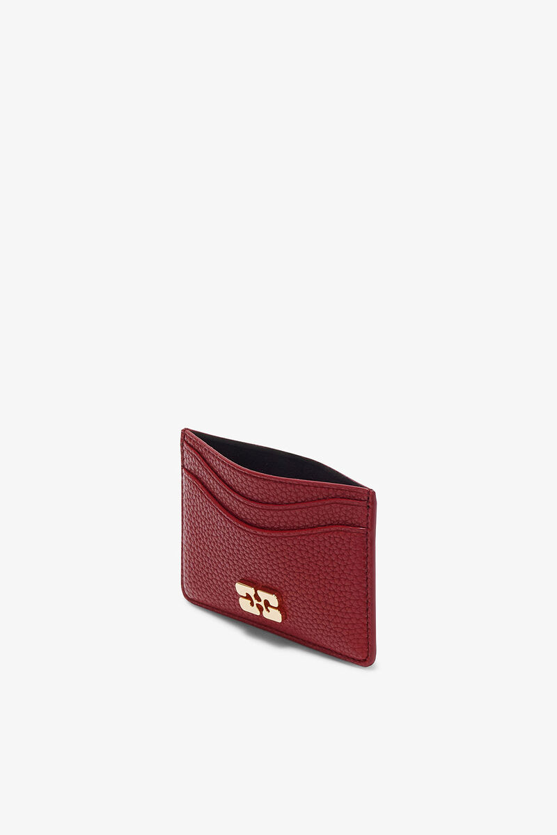 Bou Card Holder in Grained Red, in colour Red Dahlia - 3 - GANNI