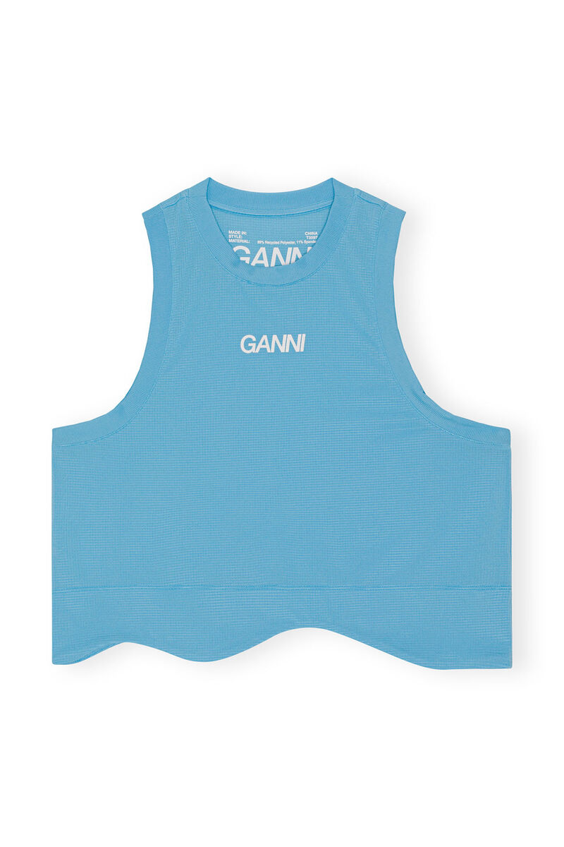 Active Mesh Top, Elastane, in colour Ethereal Blue - 1 - GANNI