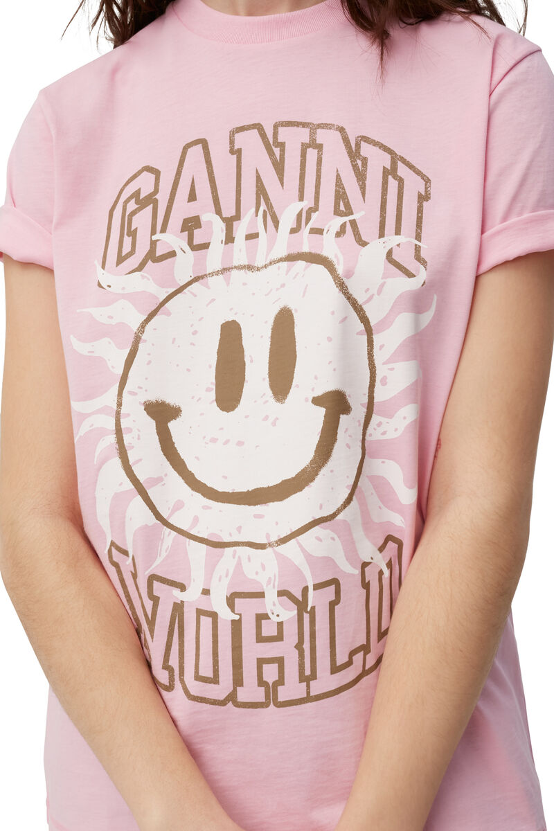 Smiley T-shirt, Cotton, in colour Lilac Sachet - 4 - GANNI