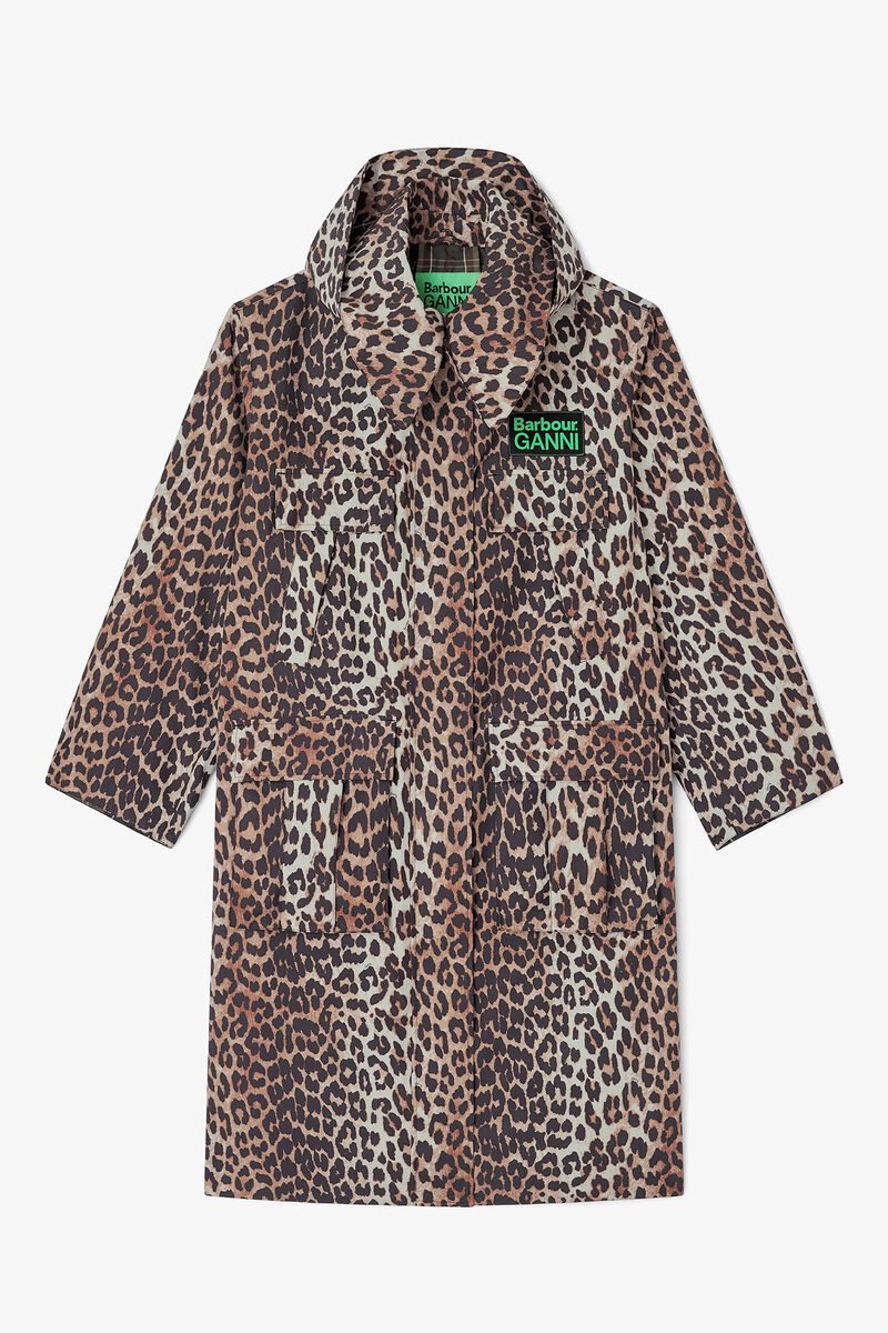 Long Coat in Leopard, Recycled Polyester, in colour Leopard - 2 - GANNI