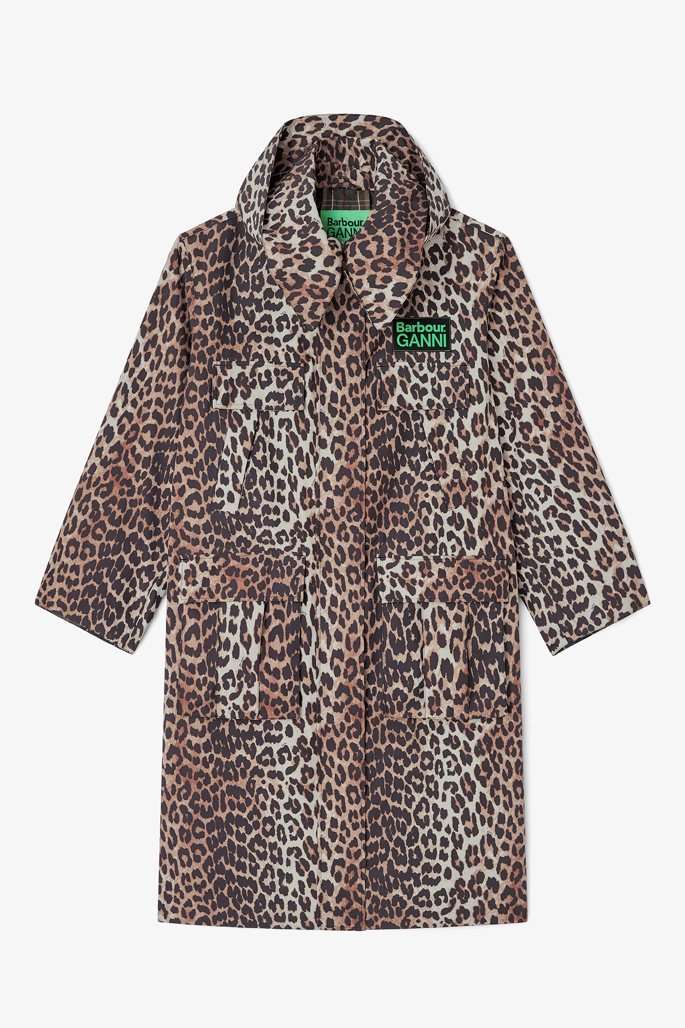 Long Coat in Leopard, Recycled Polyester, in colour Leopard - 2 - GANNI