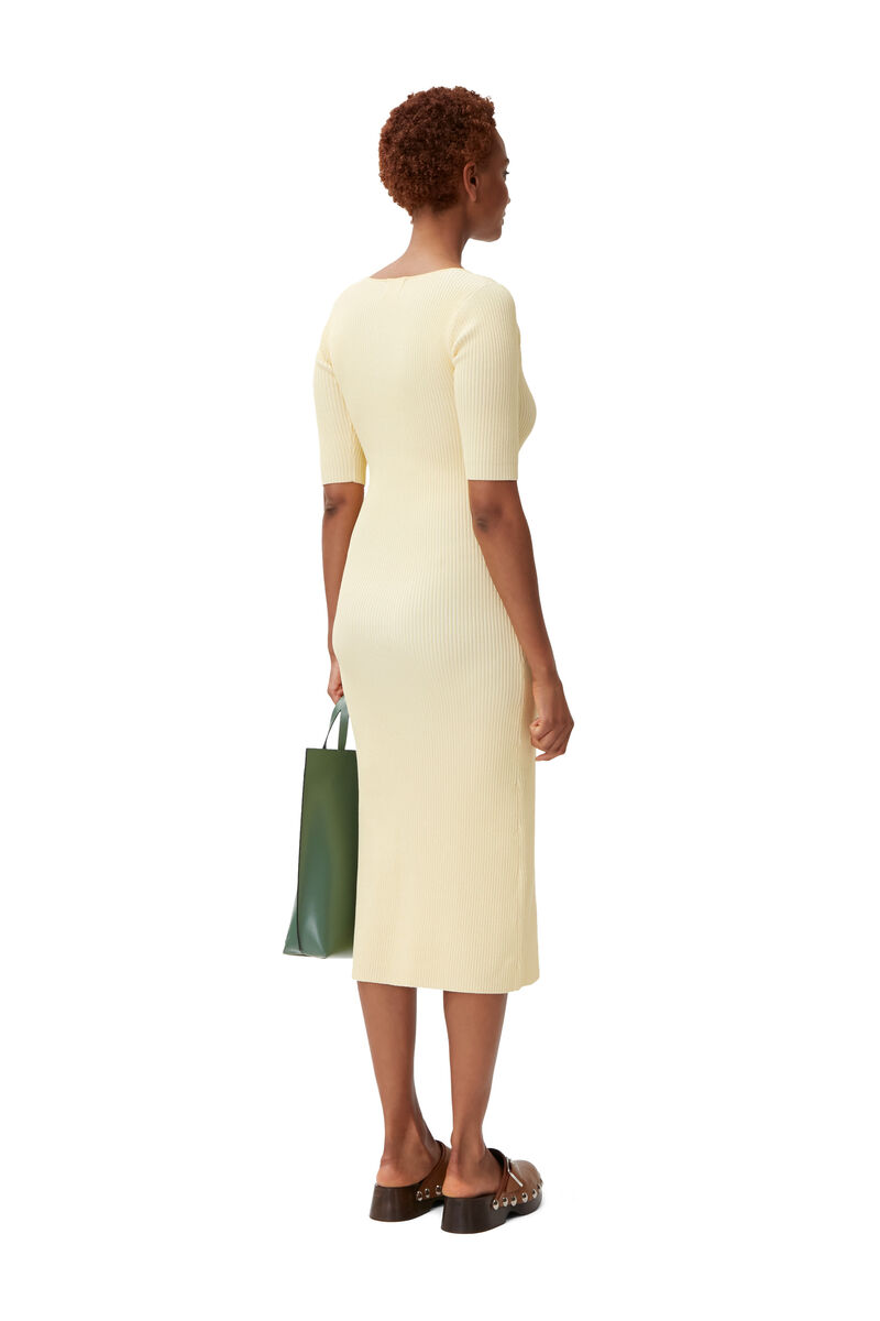 Knit Maxi Dress, Elastane, in colour Flan - 2 - GANNI