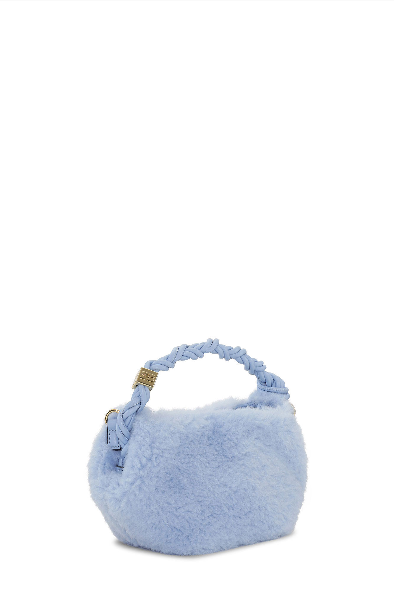 Ljusblå pjusket mini GANNI Bou-väska, Recycled Polyester, in colour Light Blue Vintage - 2 - GANNI