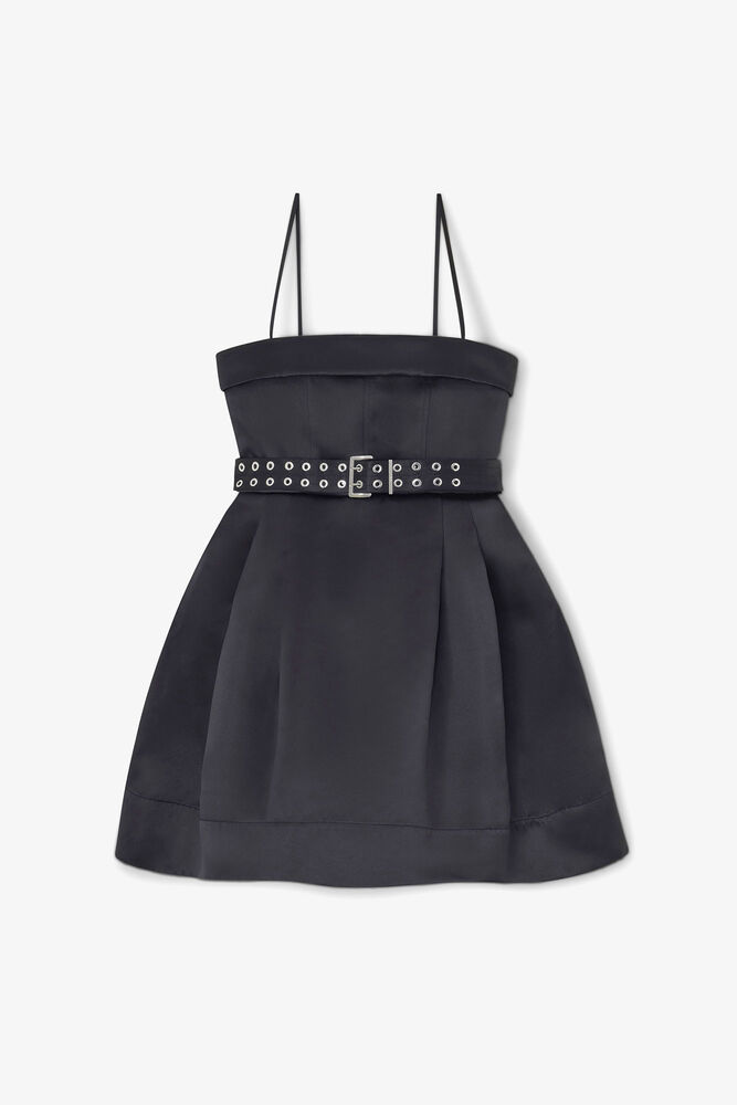 Kleid aus Satin in Schwarz, Black