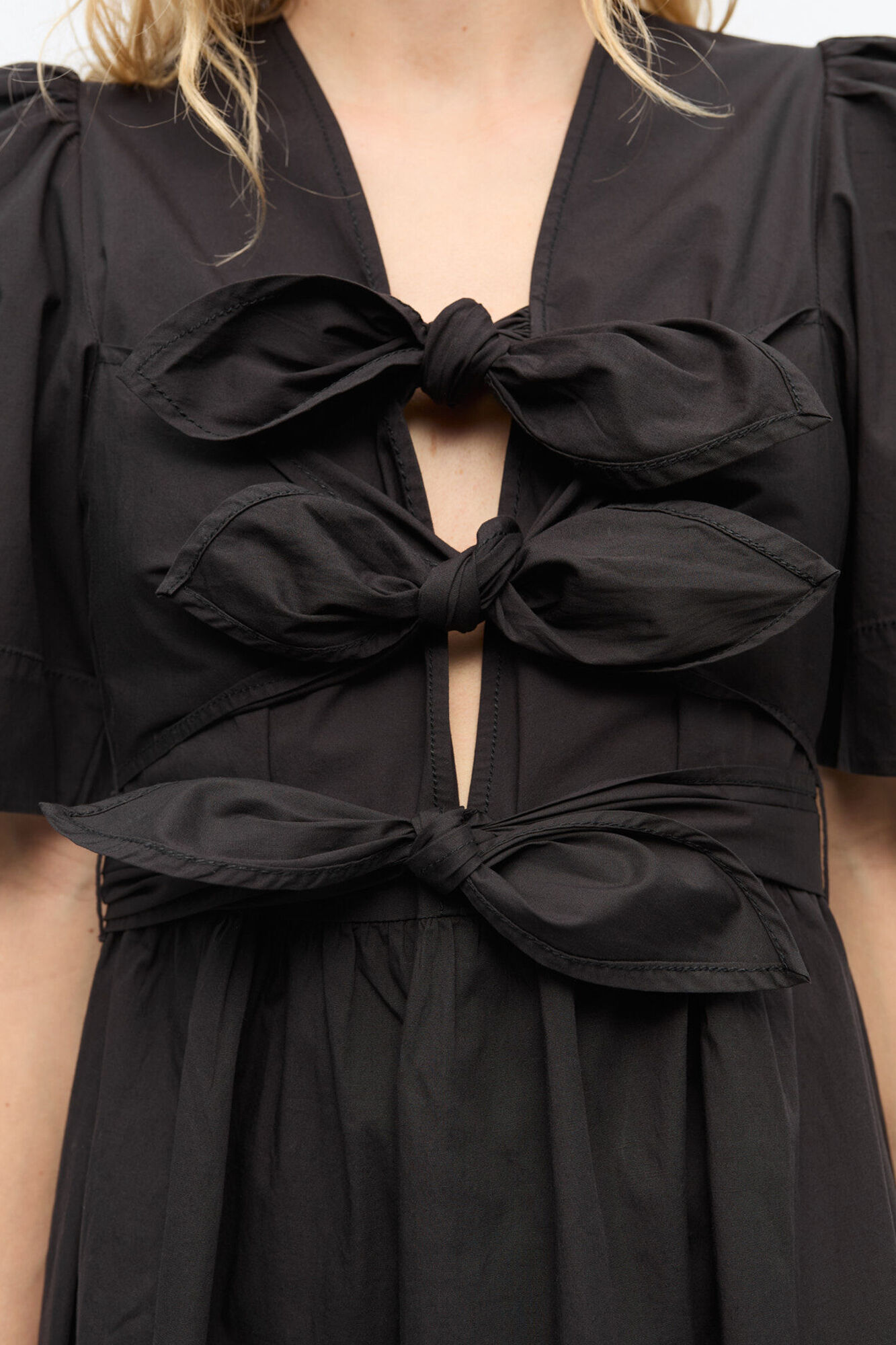 Black Stretch Cotton Dress, Organic Cotton, in colour Black - 4 - GANNI