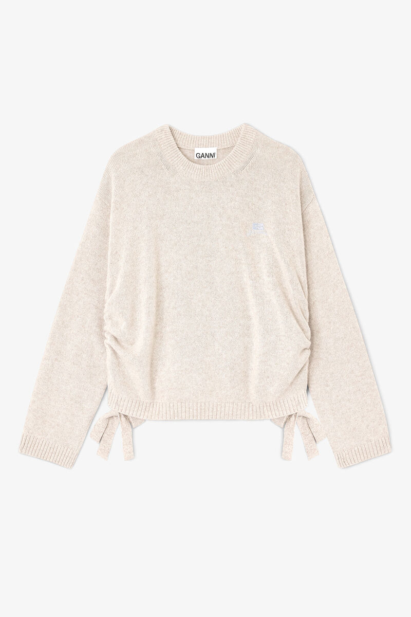 Beige Wool Mix Jumper, Viscose, in colour Sand - 1 - GANNI