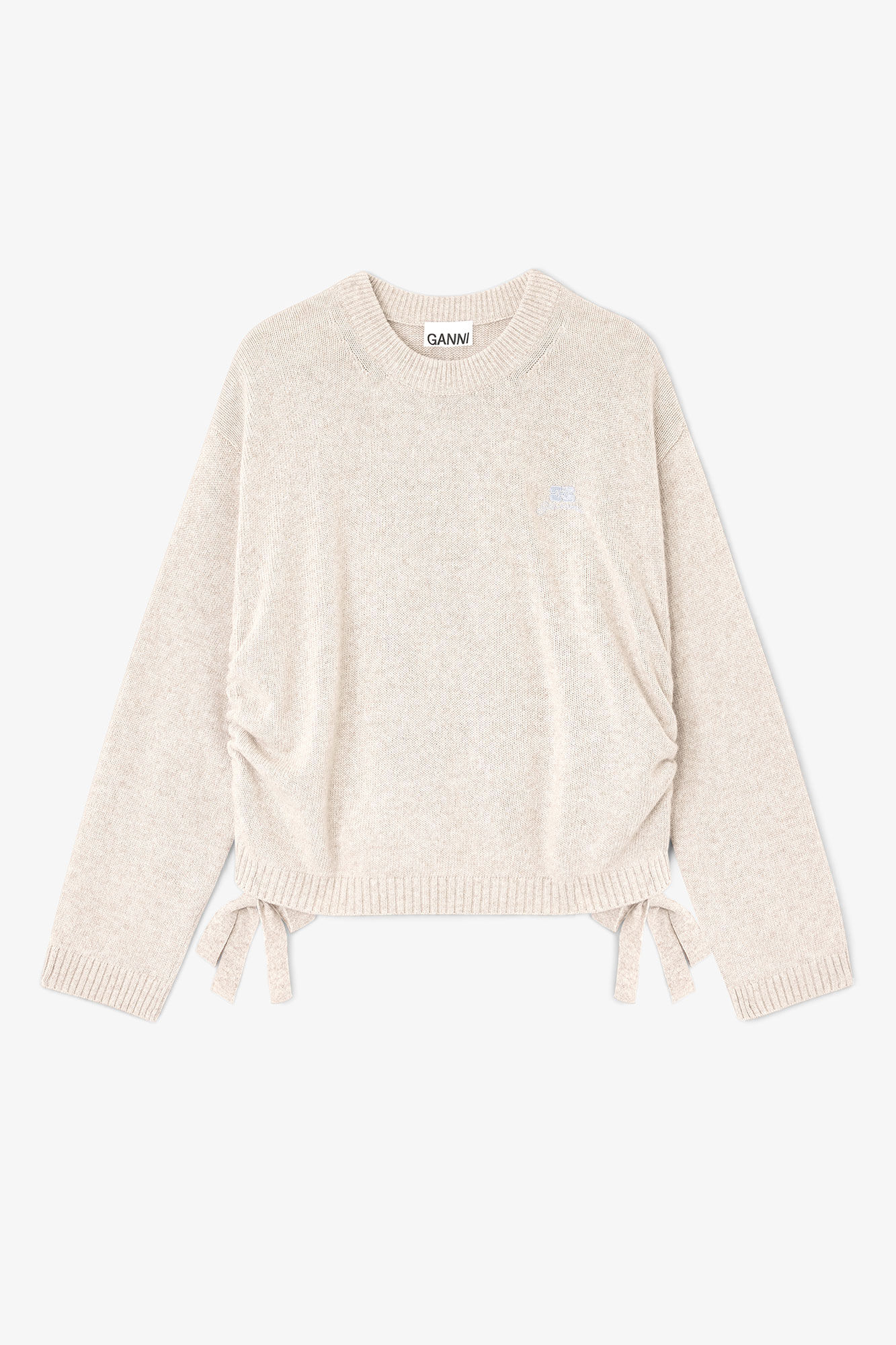 Beige Wool Mix Jumper, Viscose, in colour Sand - 1 - GANNI