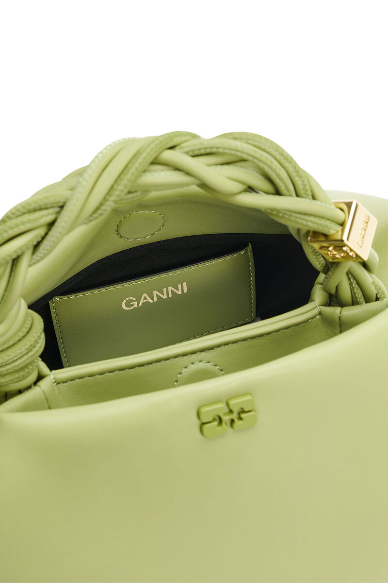 Light Khaki Small GANNI Bou Bag, Polyester, in colour Mosstone - 3 - GANNI