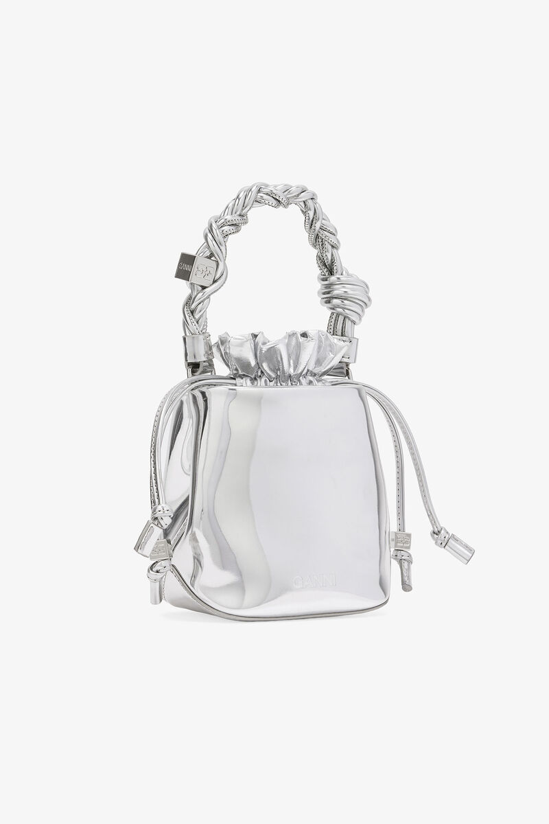 Silver Mini GANNI Bou Bucket Bag, Polyester, in colour Silver - 2 - GANNI