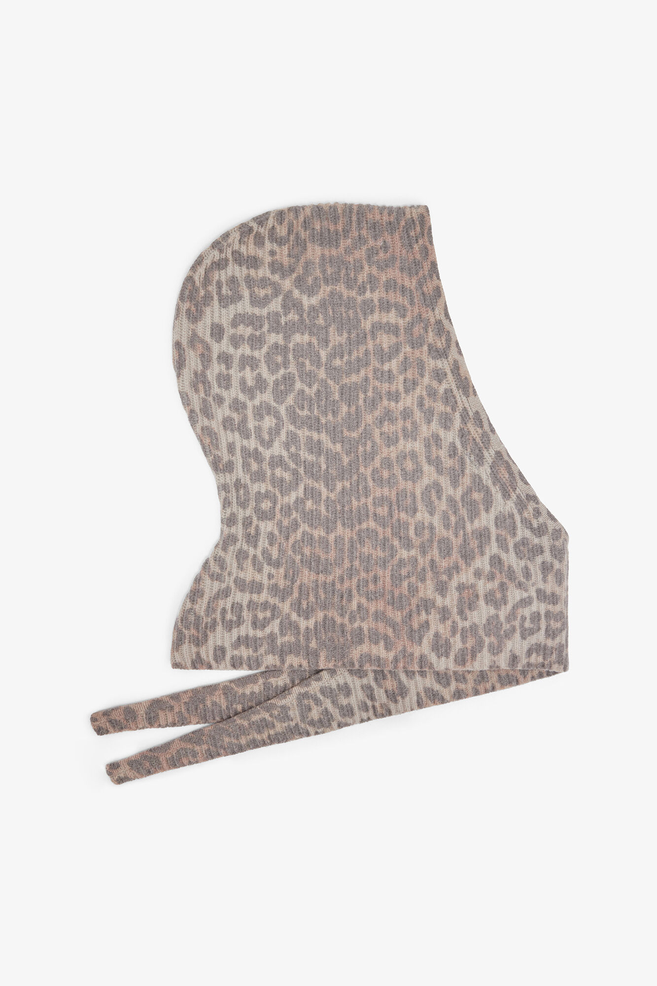 Printed Wool Knit Balaclava, Wool, in colour Almond Milk - 1 - GANNI