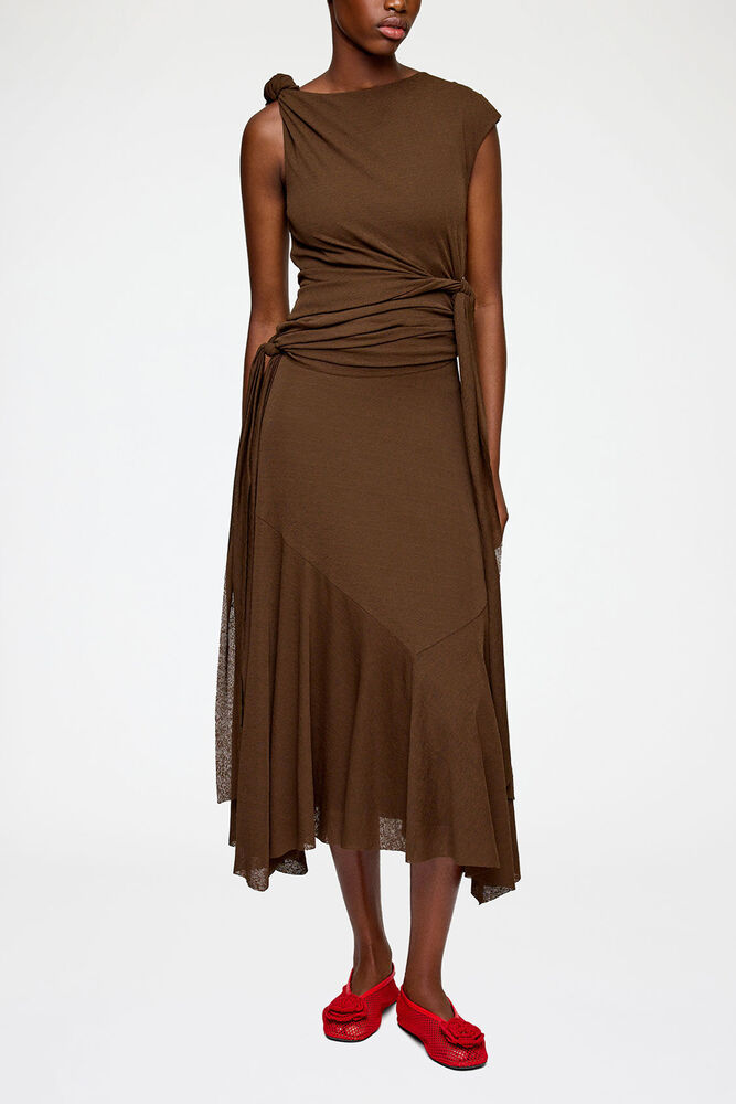 Long Dress in Marl Mesh, Demitasse