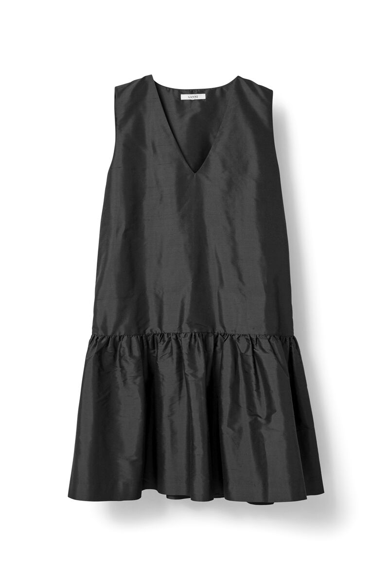 Ima Silk Dress, in colour Black - 1 - GANNI