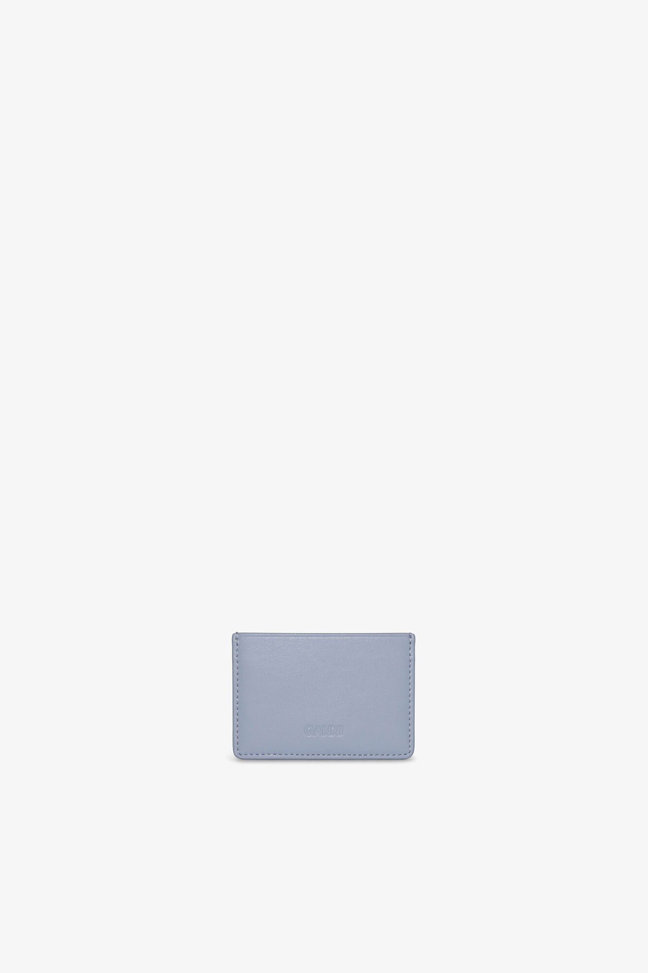 Bou Card Holder in Blue With Flap and Animals, Recycled Leather, in colour Soft Chambray - 2 - GANNI