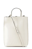 Medium Banner Tote Strap Bag, Leather, in colour Egret - 1 - GANNI