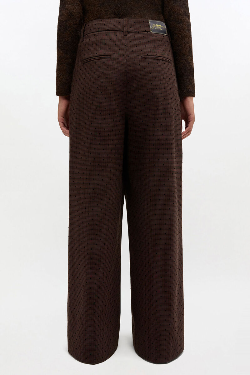 Flock Check Cross-over Trousers, in colour Chicory Coffee - 3 - GANNI