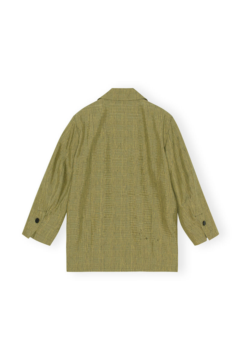 Slub Check Suiting Slub Suiting Oversized Blazer, Linen, in colour Gold Fusion Check - 2 - GANNI