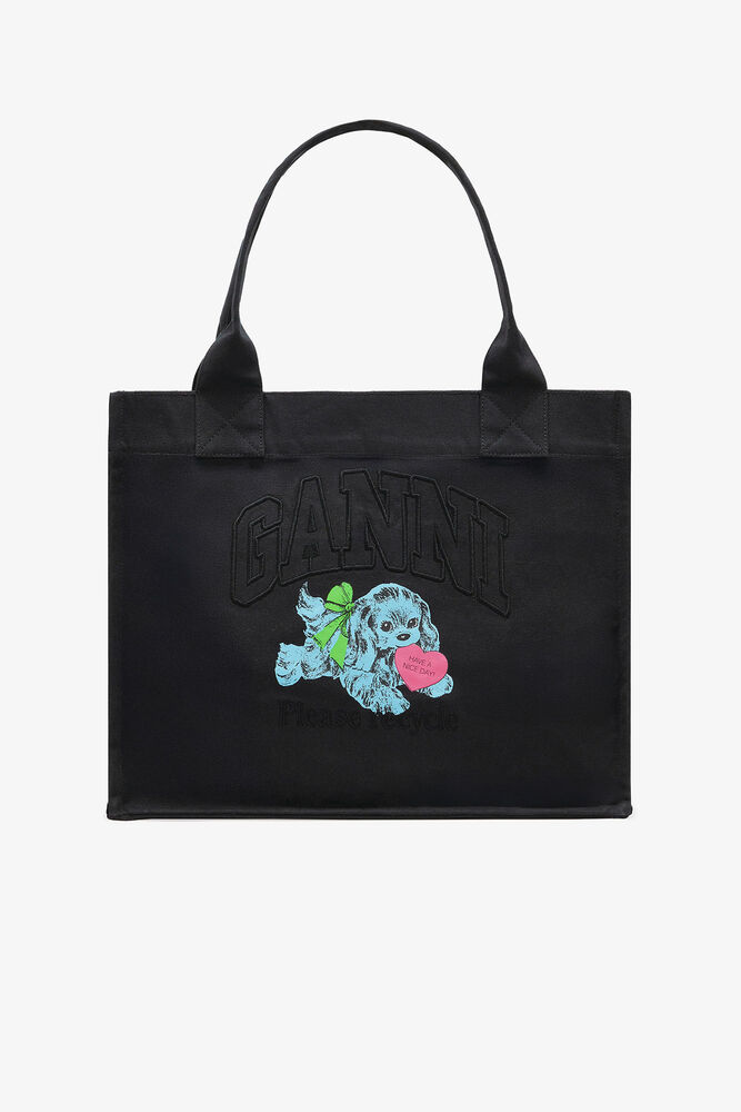Stor sort tote med hvalpeprint, Phantom