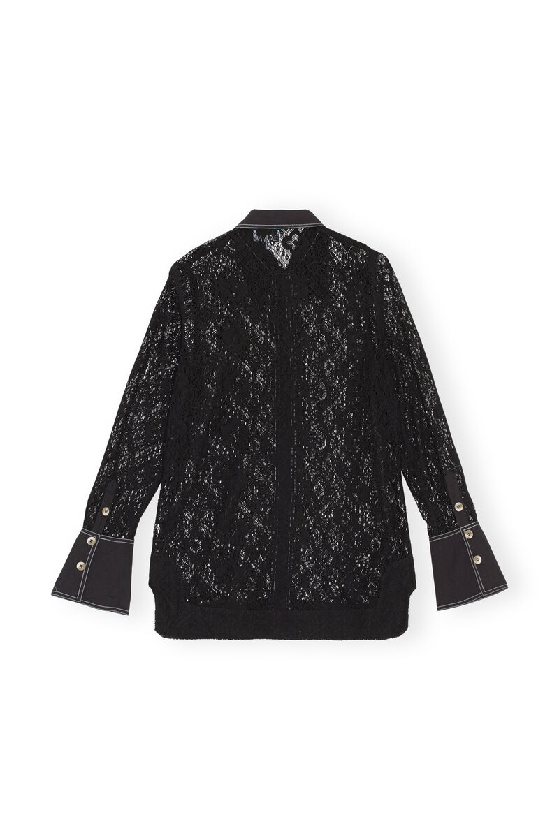 Lace Shirt , Cotton, in colour Black - 2 - GANNI
